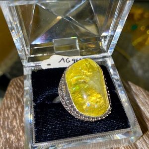 VESKFRE Handmade Upcrafted RAINBOW CITRINE on a 94% AG XRF TESTED
